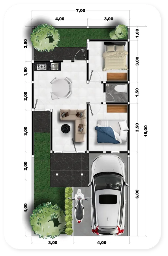 Denah Type 45-105 KMR 4