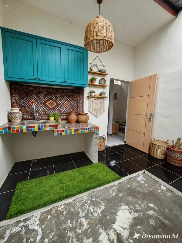 Dapur Terbuka Gaya Bohemian