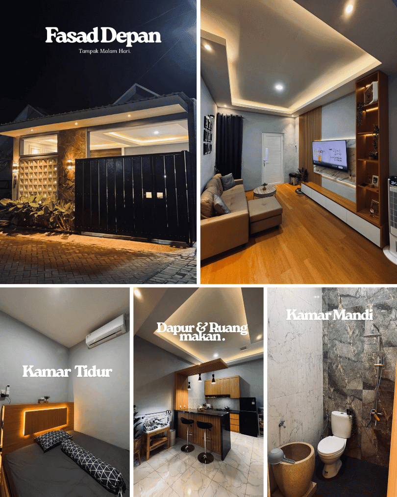7. Interior Modern Gelap dengan Ambient Lighting
