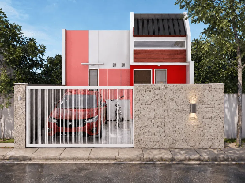 1. Pagar Batu Alam Elegan Modern