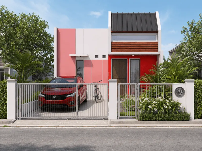 2. Pagar Minimalis dengan taman hijau