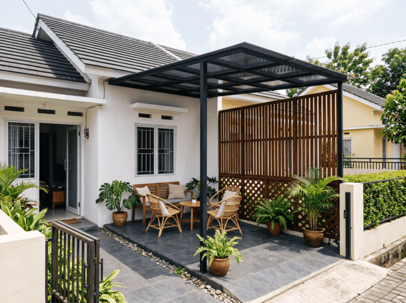 6. Teras Privat dengan Partisi Kisi-Kisi Samping